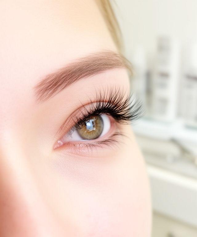 Vorher-Bild einer Kundin mit natürlichen Wimpern vor einer Behandlung im hellen Studio