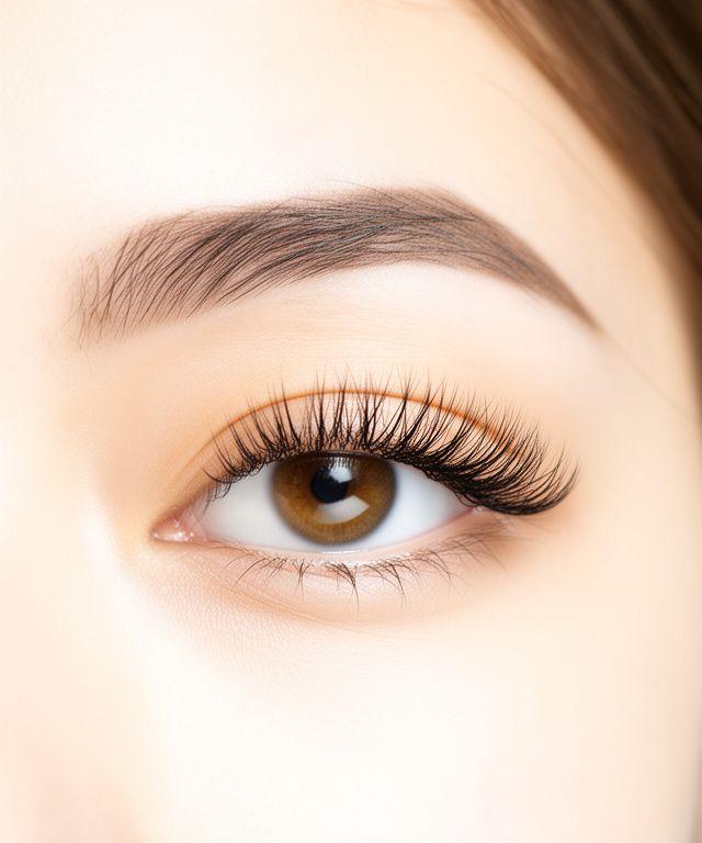 Nachher-Bild klassischer Wimpernverlängerung mit weichem, aufgeräumtem Ergebnis im hellen Studio