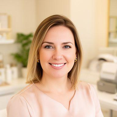 Inhaberin von Marine Lashes im hellen Studio in Zollikon mit gepflegten Wimpernextensions und freundlichem Lächeln